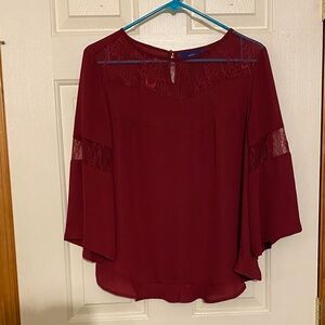 Apt. 9 Burgundy Lace Detail Blouse